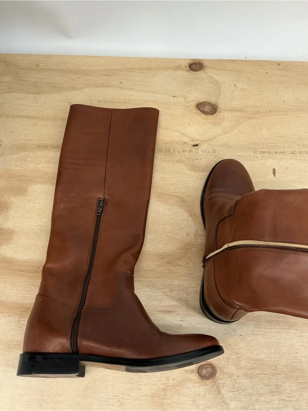 Fab Tall Brown Leather Riding Boots Size 38